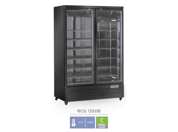 Frigorifero RCG 1350B nero 1081 litri,  +1 / +10°. Porte a vetri.